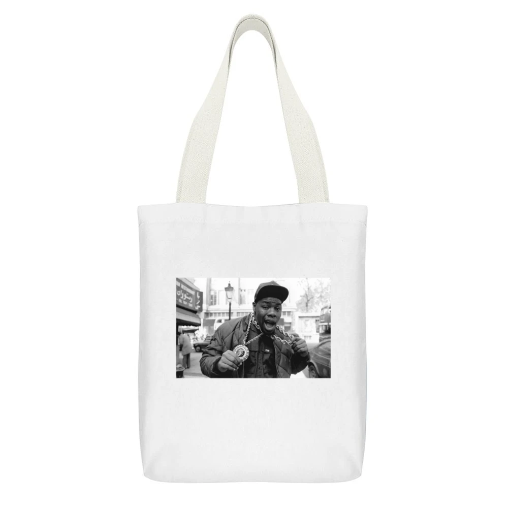 Biz Markie Tshirt White Canvas Tote Shopping Bag With Interior Pocket