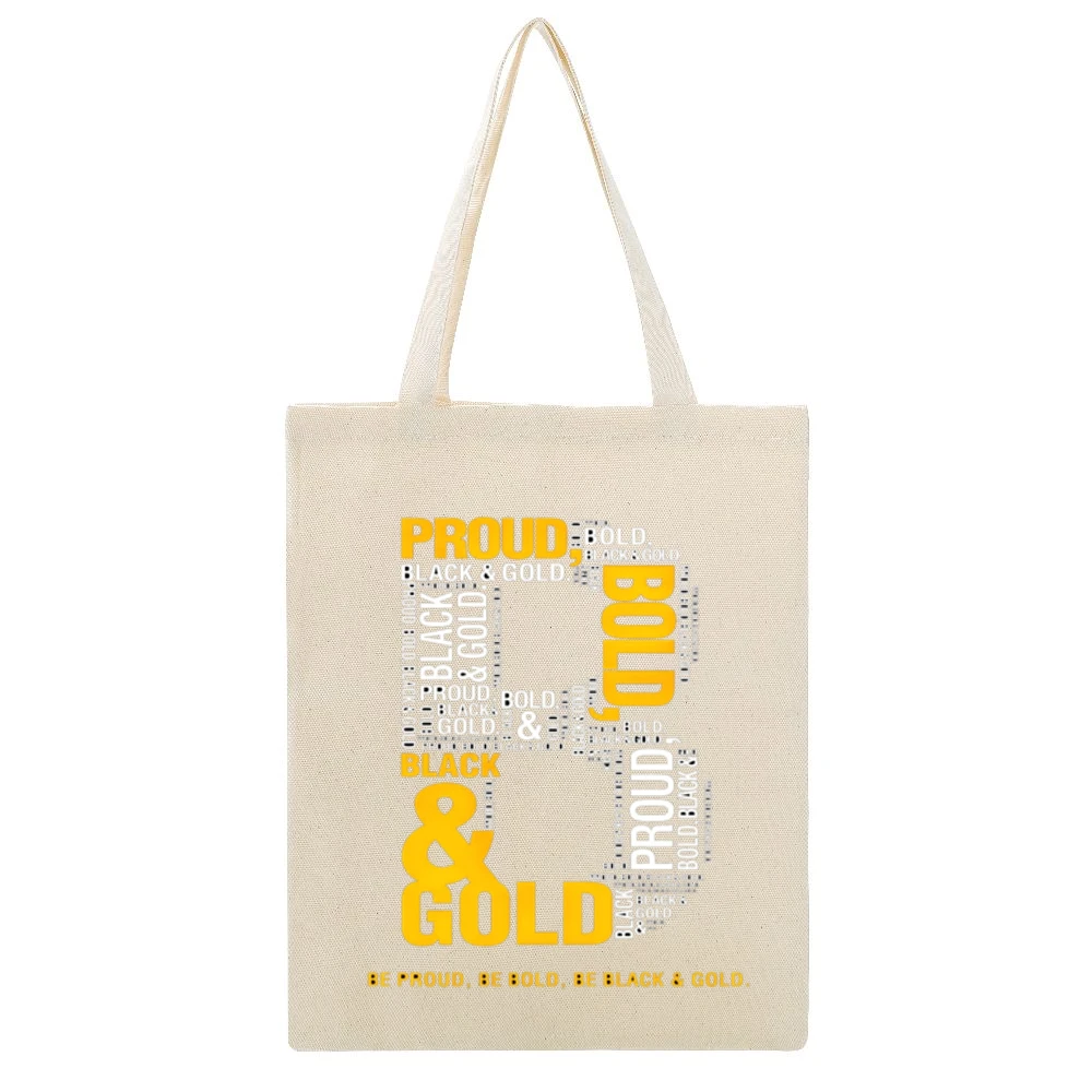 Black And Gold Proud Pittsburgh Football Team Beige Canvas Tote Shopping Bag