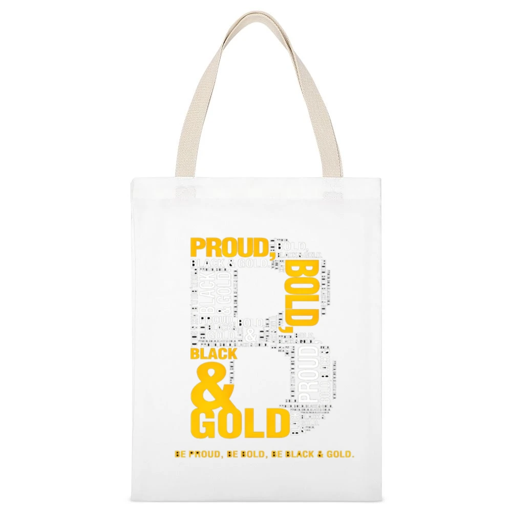 Black And Gold Proud Pittsburgh Football Team White Canvas Tote Shopping Bag