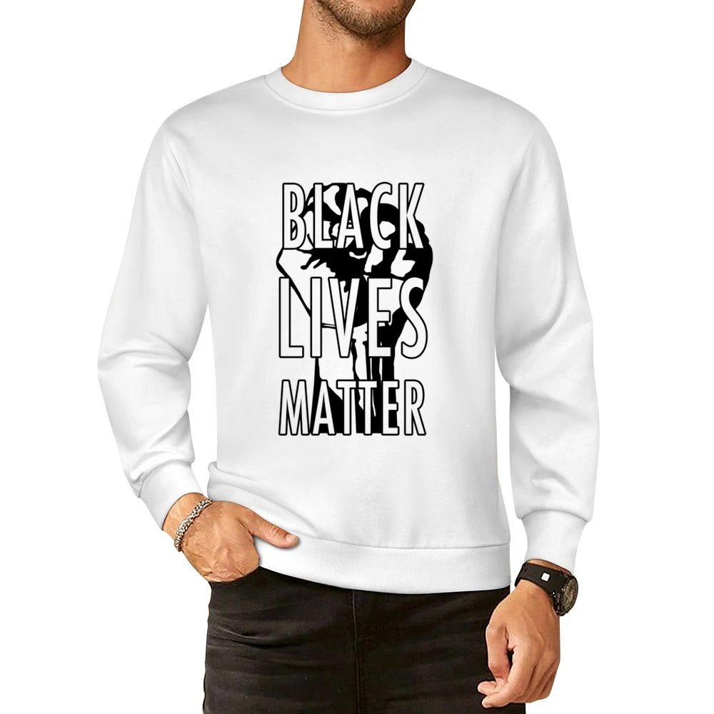 Black Lives Matter Fist Political Statement Graphic Power European Size Pullover Sweater