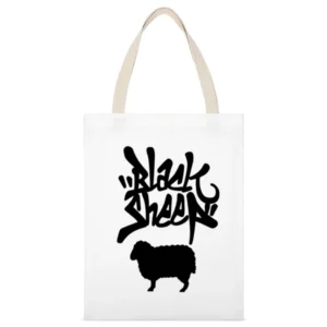 Black SheepTshirt White Canvas Tote Shopping Bag