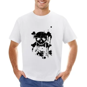 Black Splatters Skull Grungy Halloween grunge Asian Size Men T-Shirt