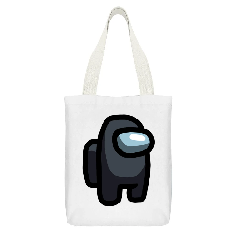 Black Suspect Fun Video Game Fan White Canvas Tote Shopping Bag With Interior Pocket