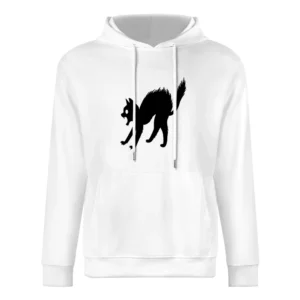 Black cat scared funny European Size Men Hoodie