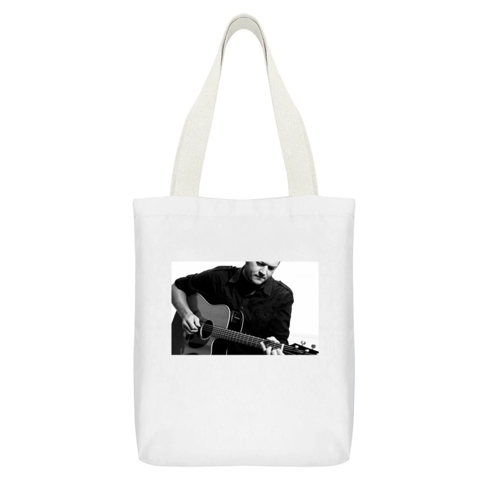 Blake Shelton Tshirt (All Colors Available) White Canvas Tote Shopping Bag With Interior Pocket