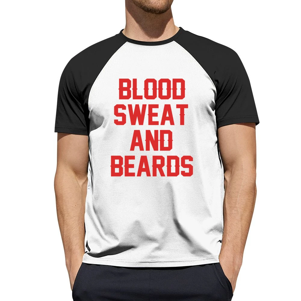 Blood Sweat And Beards Cool Playoffs Sports Graphic V Neck Hoo Men Short Sleeve T-Shirt