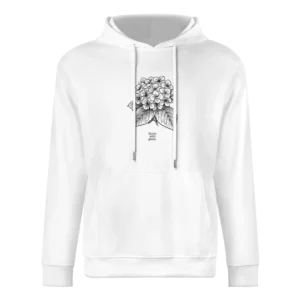 Bloom With Grace Floral Hydrangea Flower Graphic Drawing Sketch Crewne European Size Men Hoodie