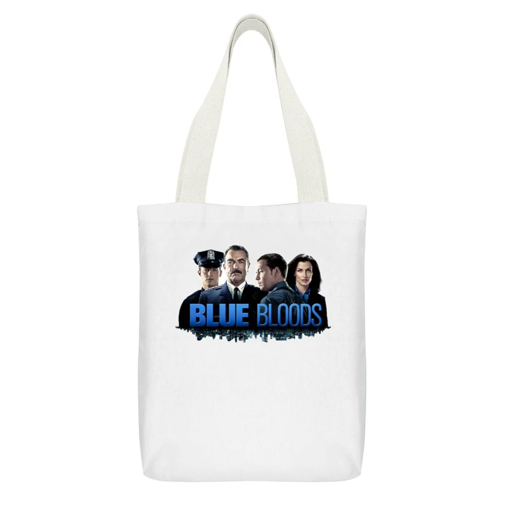 Blue Bloods Tv Show Cops White Canvas Tote Shopping Bag With Interior Pocket