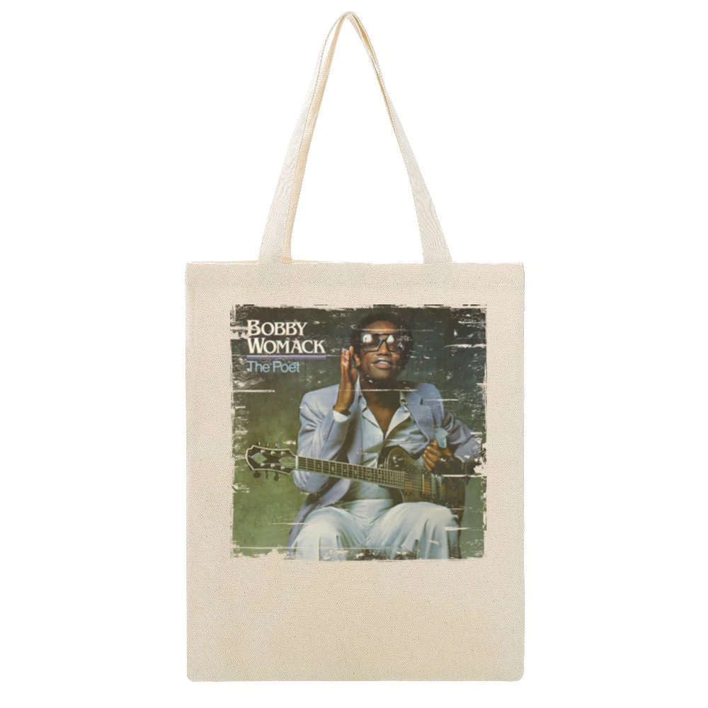 Bobby Womack Poet 2 Album Cover Distressed Image Beige Canvas Tote Shopping Bag