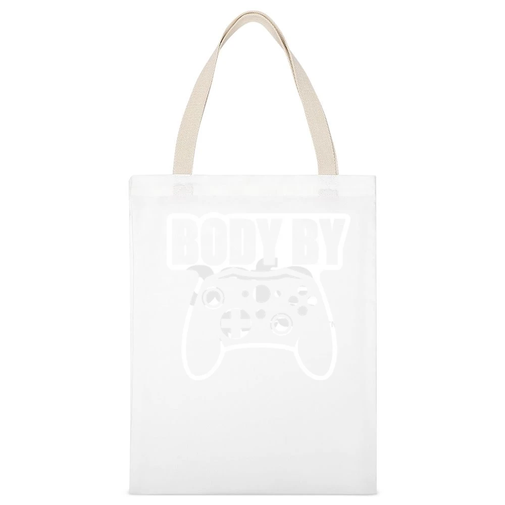 Body By Video Games Funny White Canvas Tote Shopping Bag