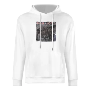 Bon Jovi Slippery When Wet Album Cover Distressed Image European Size Men Hoodie