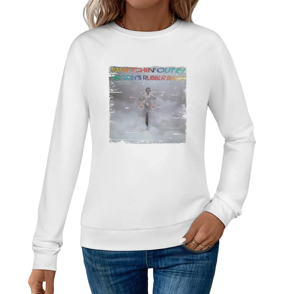 Bootsys Rubber Band Stretchin Out Album Cover Distressed Image Women Pullover Sweatshirt