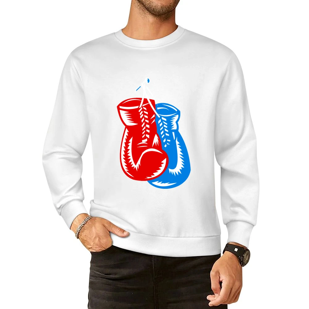 Boxing Gloves red and blue retro style European Size Pullover Sweater