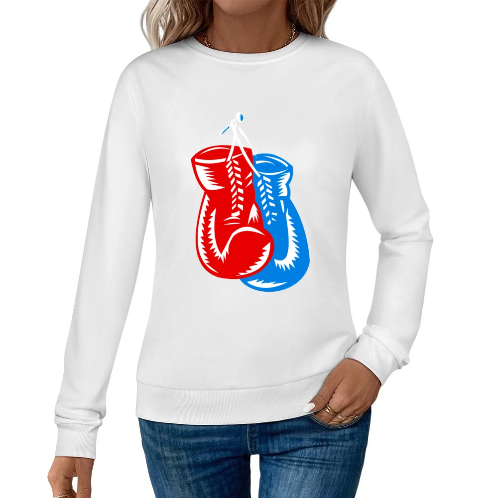 Boxing Gloves red and blue retro style Women Pullover Sweatshirt