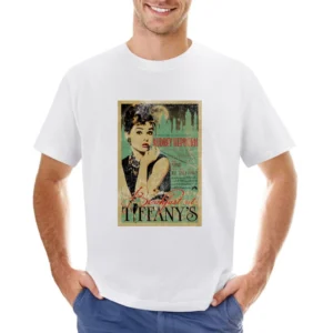 Breakfast At Tiffanys Audrey Hepburn Vintage Movie Poster Graphic T Sh Asian Size Men T-Shirt