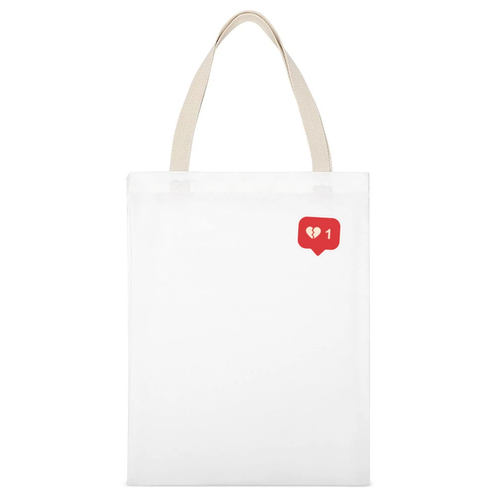 Broken Heart Bubble Instagram Story Sticker Ladies White Canvas Tote Shopping Bag