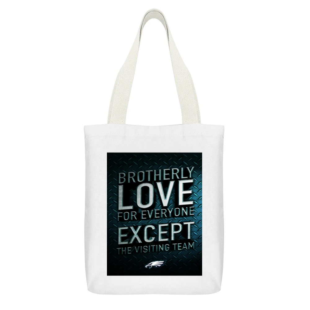Brotherly Love Philadelphia Football (all Styles And Colors Available) White Canvas Tote Shopping Bag With Interior Pocket