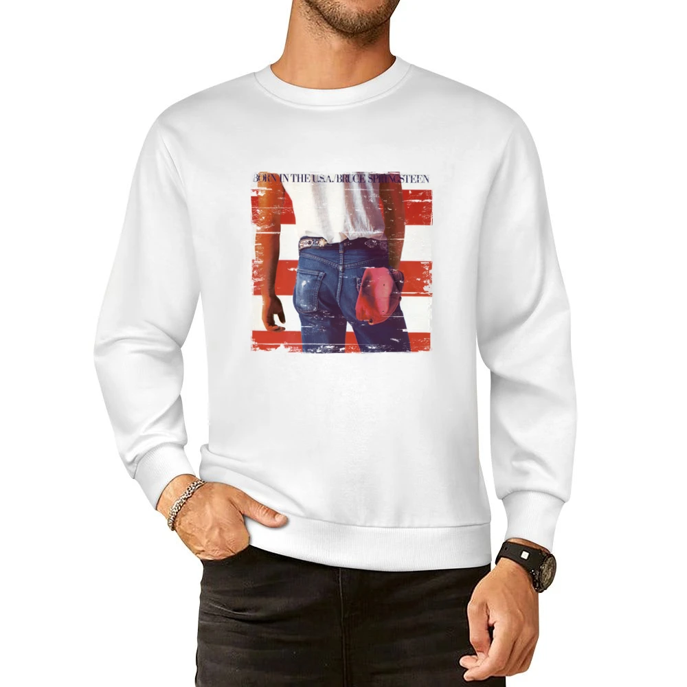 Bruce Springsteen Born In The Usa Album Cover Distressed Image European Size Pullover Sweater