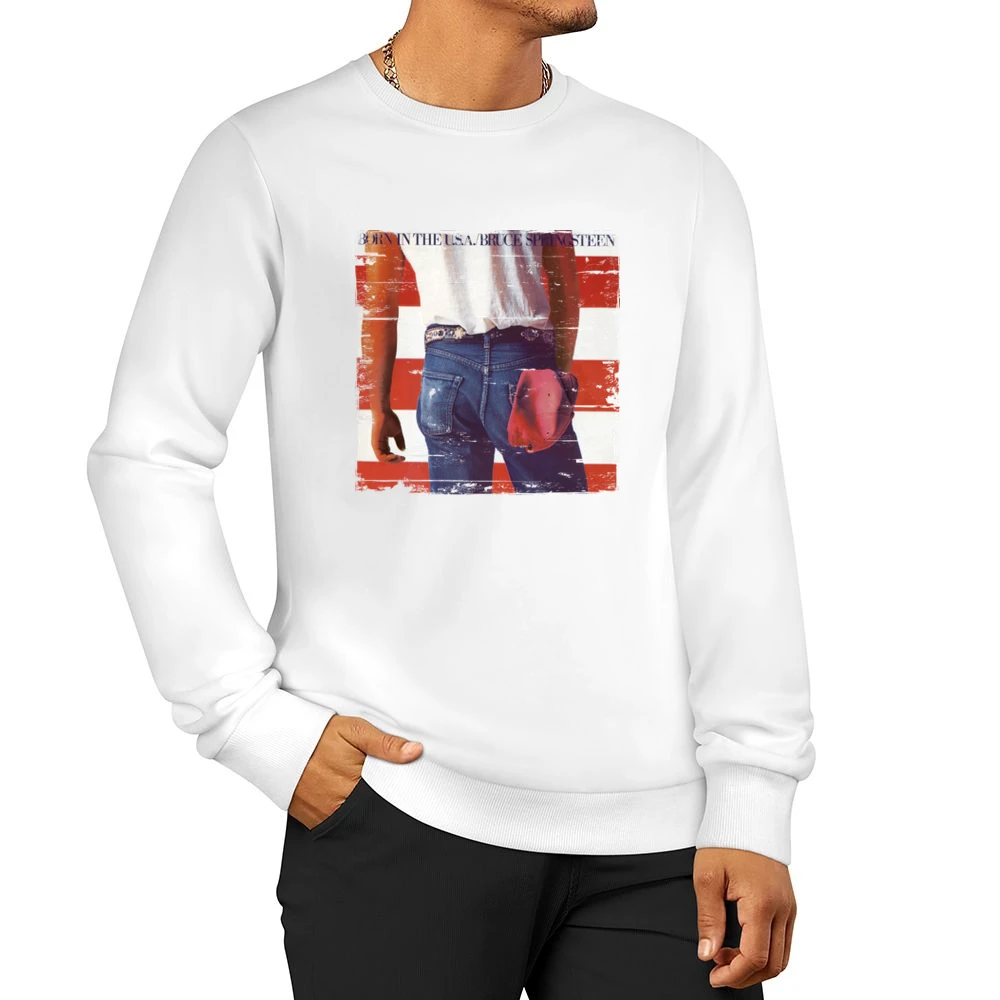 Bruce Springsteen Born In The Usa Album Cover Distressed Image Men Pullover Sweatshirt