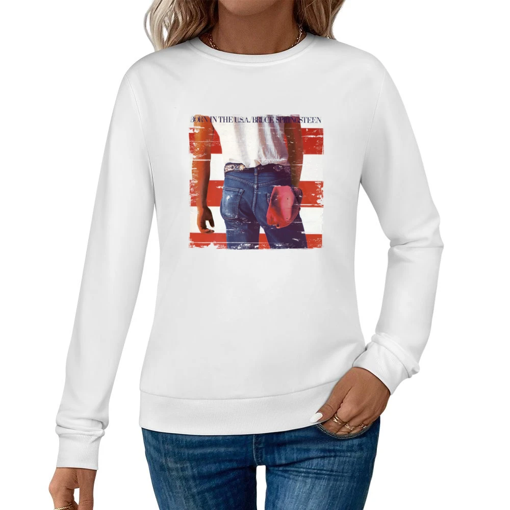 Bruce Springsteen Born In The Usa Album Cover Distressed Image Women Pullover Sweatshirt