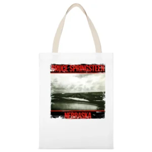 Bruce Springsteen Nebraska Album Cover Distressed Image White Canvas Tote Shopping Bag