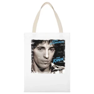 Bruce Springsteen The River Album Cover Distressed Image White Canvas Tote Shopping Bag