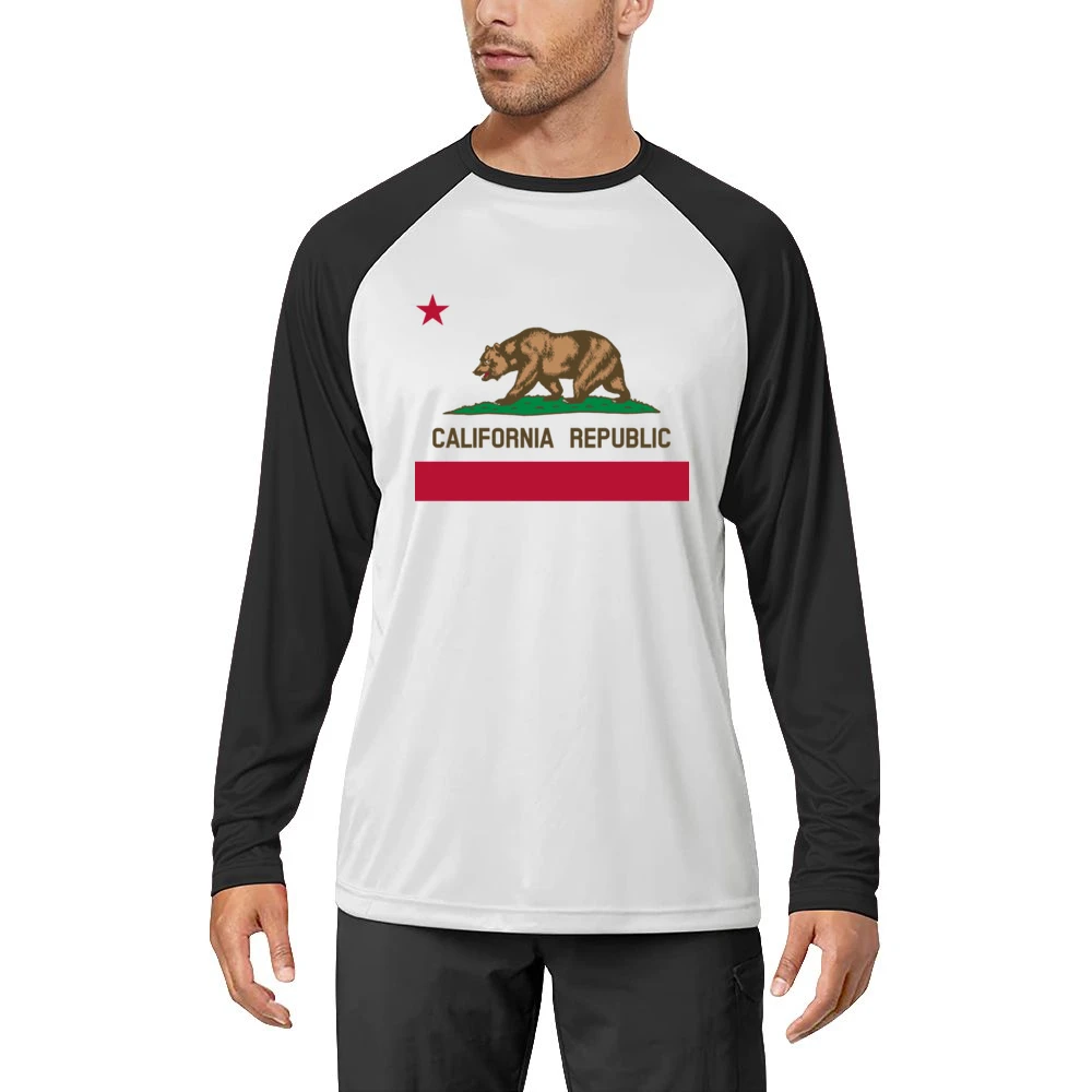 California Republic Bear Popular Graphic Tee Shirt Men Long Sleeve T-Shirt