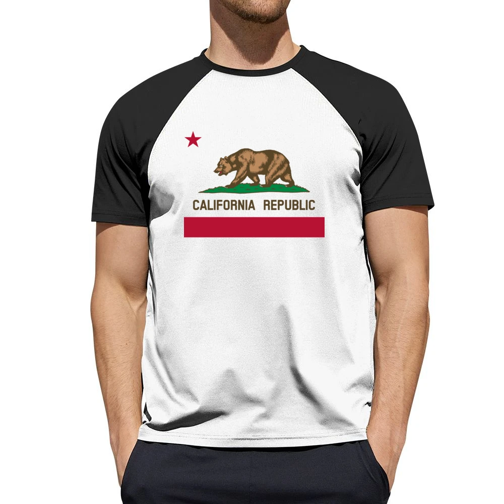 California Republic Bear Popular Graphic Tee Shirt Men Short Sleeve T-Shirt