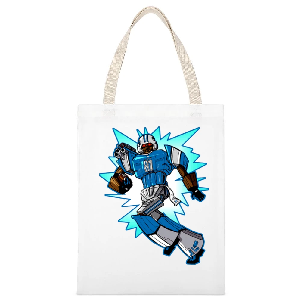 Calvin Johnson Megatron Cartoon White Canvas Tote Shopping Bag