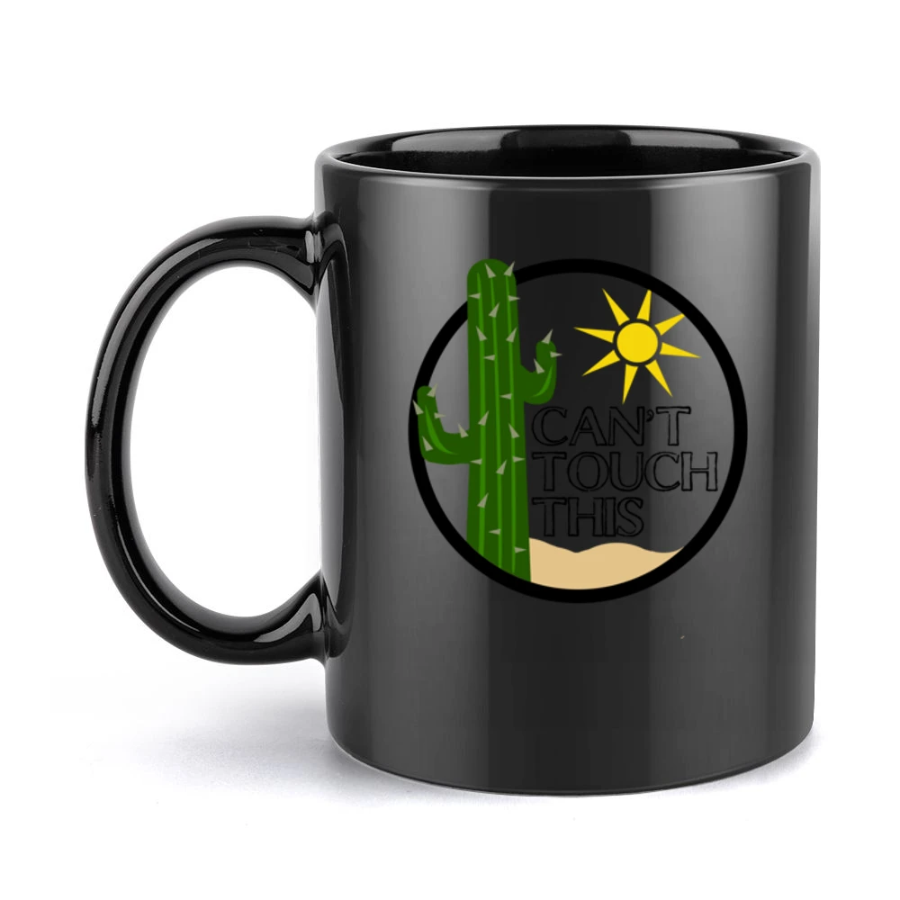 Cant Touch This Funny Cactus Graphic TShirt Black Mug