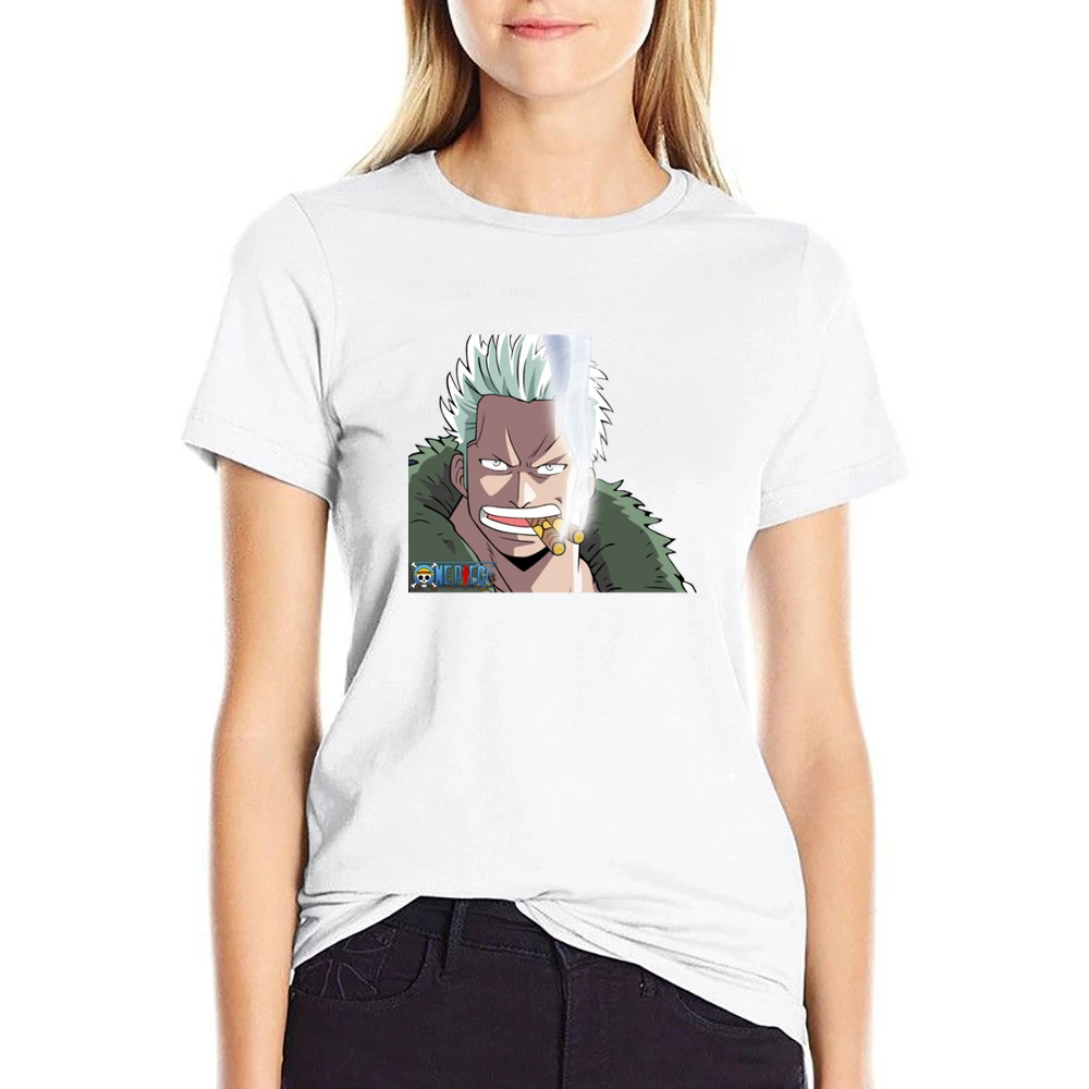Captain Smoker marine white hunter One Piece anime manga US Size Women Ladies T-shirt
