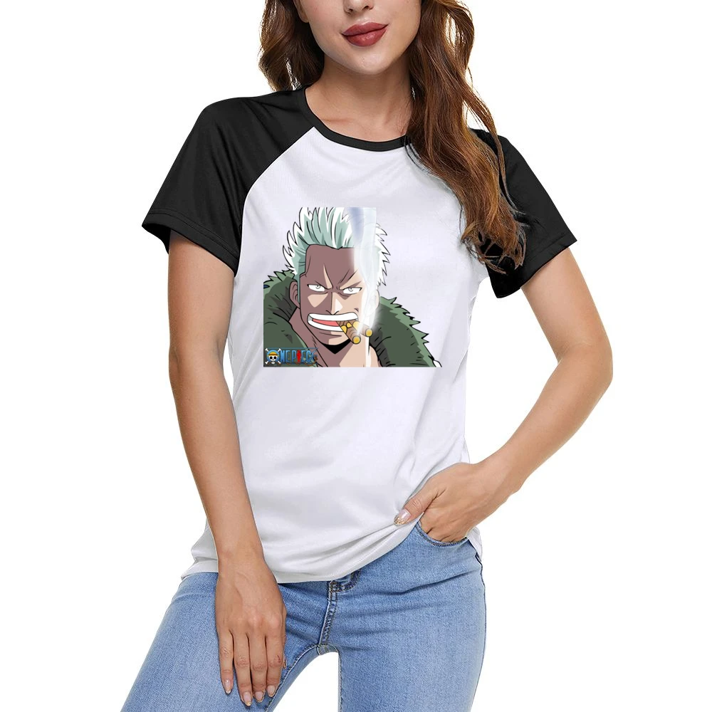 Captain Smoker marine white hunter One Piece anime manga Women Ladies Short Sleeve T-Shirt