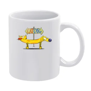 Catdog Fun Cool Cat Dog Vintage Style Distressed Look Retro Tv Show Gr White Mug