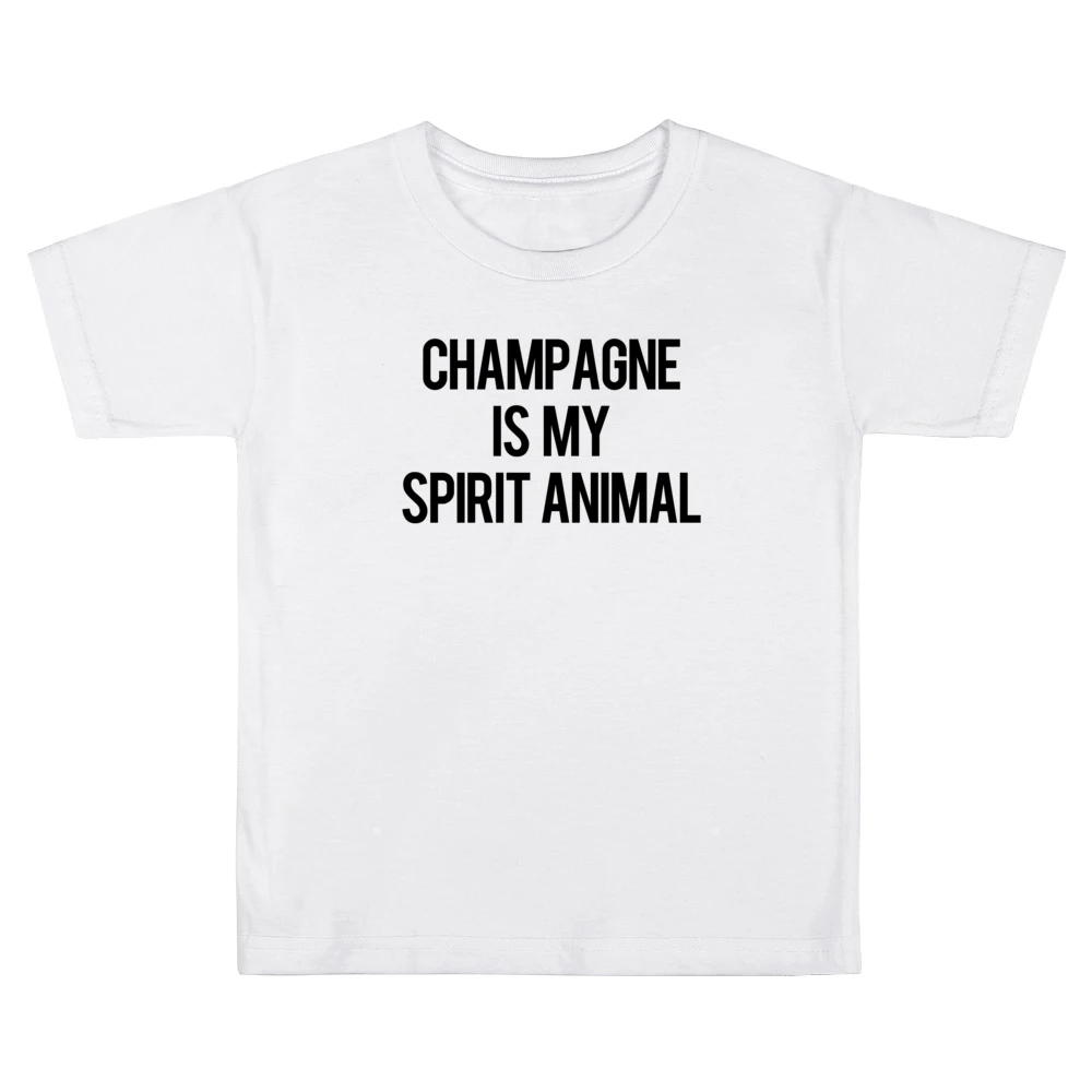 Champagne Is My Spirit Animal Funny Popular Party Alcohol Graphic Tee Kids Boys Girls T-Shirt