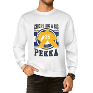 Chicks Dig A Big Pekka Funny Nashville Smashville Hockey Goaltender Pl European Size Pullover Sweater