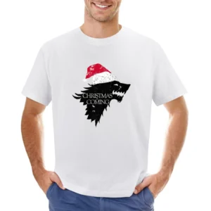 Christmas Is Coming Funny Direwolf Game Of Thrones Parody Holiday T Sh Asian Size Men T-Shirt