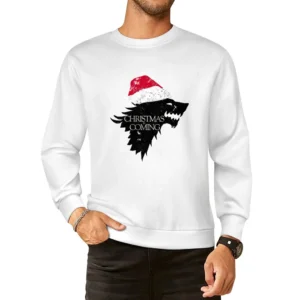 Christmas Is Coming Funny Direwolf Game Of Thrones Parody Holiday T Sh European Size Pullover Sweater