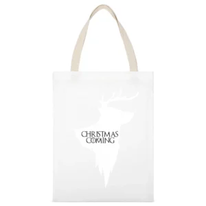 Christmas Is Coming Funny Rudolph Game Of Thrones Parody Holiday T Shi White Canvas Tote Shopping Bag