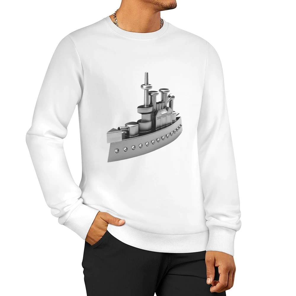 Classic Battleship Monopoly Token Game Piece Fun Cool Graphic Tee Shir Men Pullover Sweatshirt