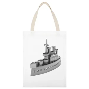 Classic Battleship Monopoly Token Game Piece Fun Cool Graphic Tee Shir White Canvas Tote Shopping Bag