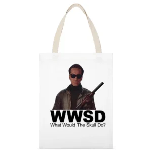 Classic Movie Scarface What Would The Skull Do White Canvas Tote Shopping Bag
