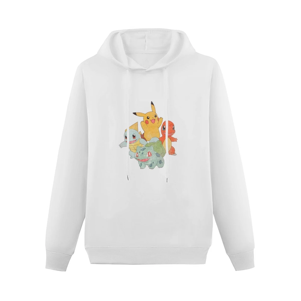 Classic Starter Pokemon Pikachu Charmander Squirtle Bulbasaur Fun Vint Men Hoodie Without Pocket