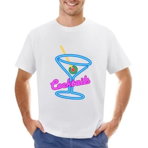 Cocktails Fun Neon Lights Party Alcohol Asian Size Men T-Shirt