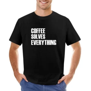 Coffee Solves Everything Fun Caffeine Lover Graphic Tee Shirt Asian Size Men T-Shirt