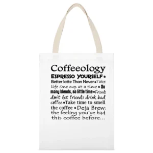 Coffeeology - funny quotes parody coffe caffein lover White Canvas Tote Shopping Bag