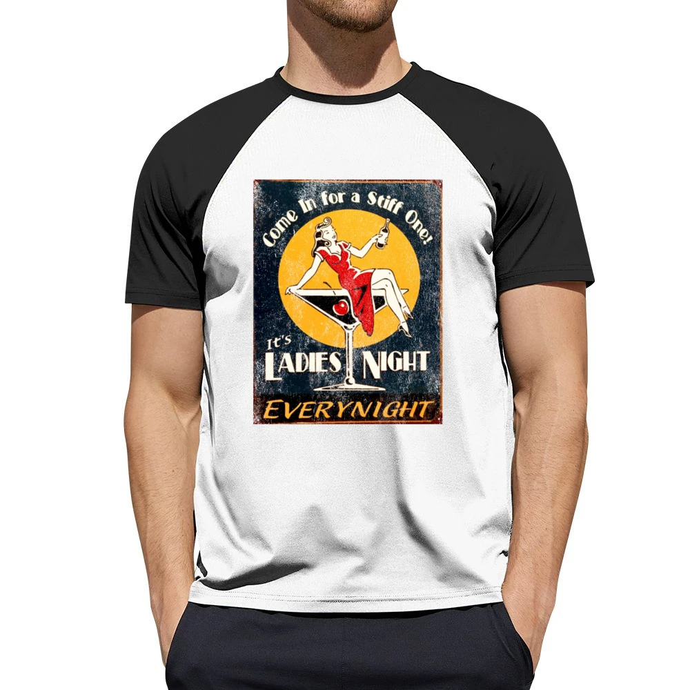 Come On In For A Stiff One Its Ladies Night Vintage Funny Graphic T Sh Men Short Sleeve T-Shirt