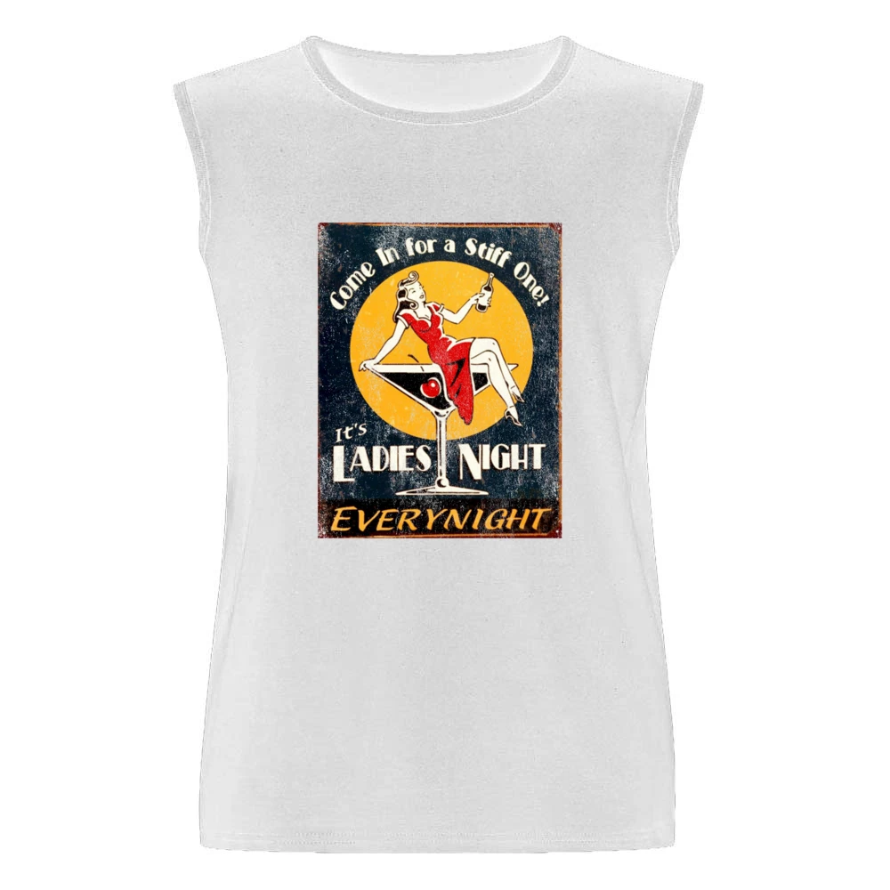 Come On In For A Stiff One Its Ladies Night Vintage Funny Graphic T Sh Men Sleeveless T-Shirt