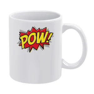 Comic POW! Fun Burst Graphic Tee Shirt White Mug