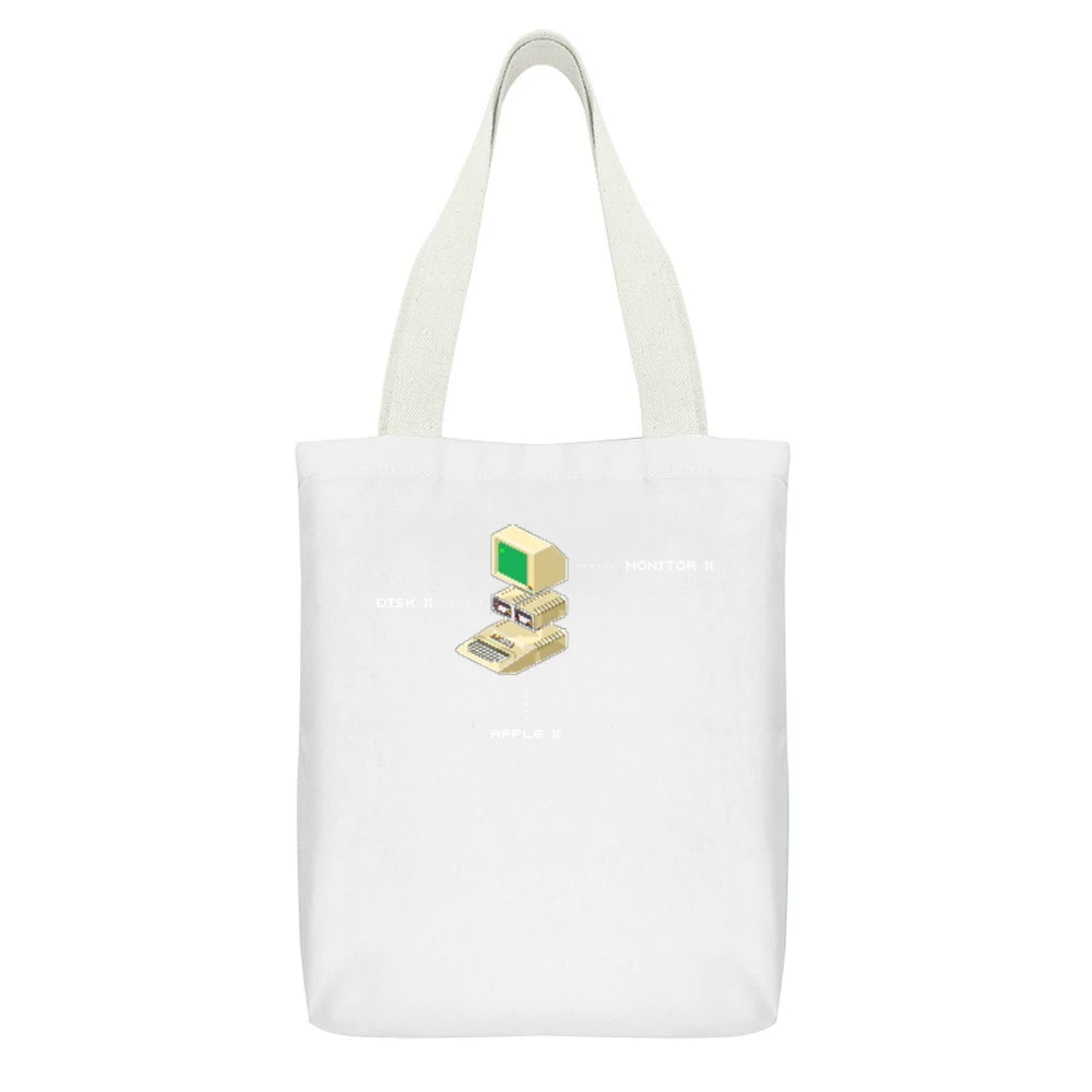 Commodore 64 Blue Screen Video Game Retro 80s White Canvas Tote Shopping Bag With Interior Pocket