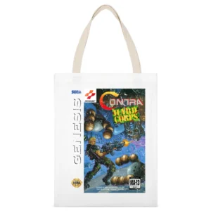 Contra Hard Corps Sega Genesis Old School Retro Video Game Fan Distres White Canvas Tote Shopping Bag